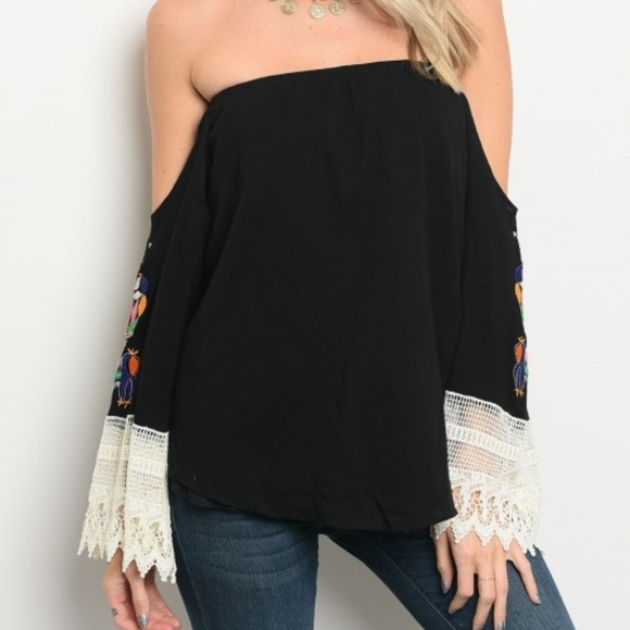 Black Off Shoulder Top - Picture 3 of 4